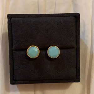 Gold earrings with teal stone